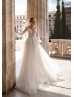 Long Sleeves Beaded Ivory Lace Tulle Sparkling Wedding Dress